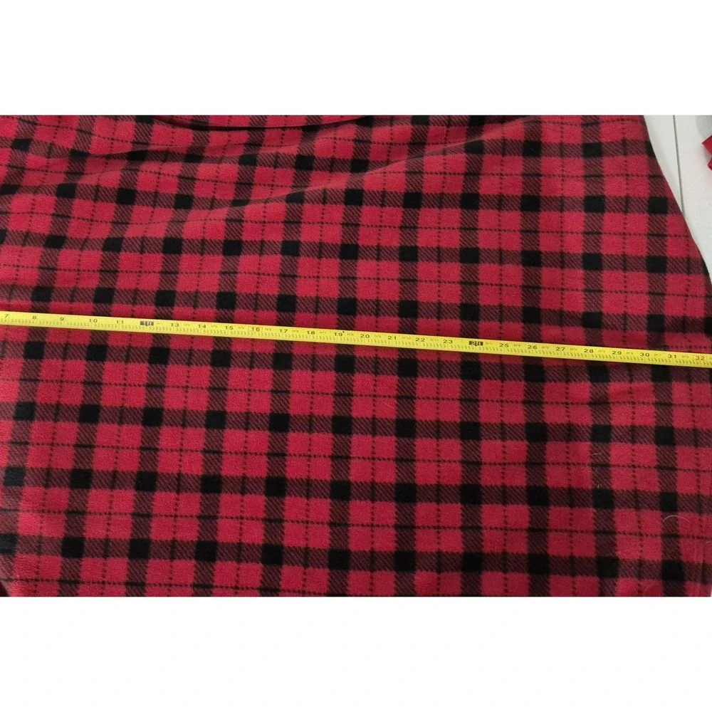 Eddie Bauer Shirt Mens Tall‎ XL Red Black Plaid Fleece Button Front Long Sleeve